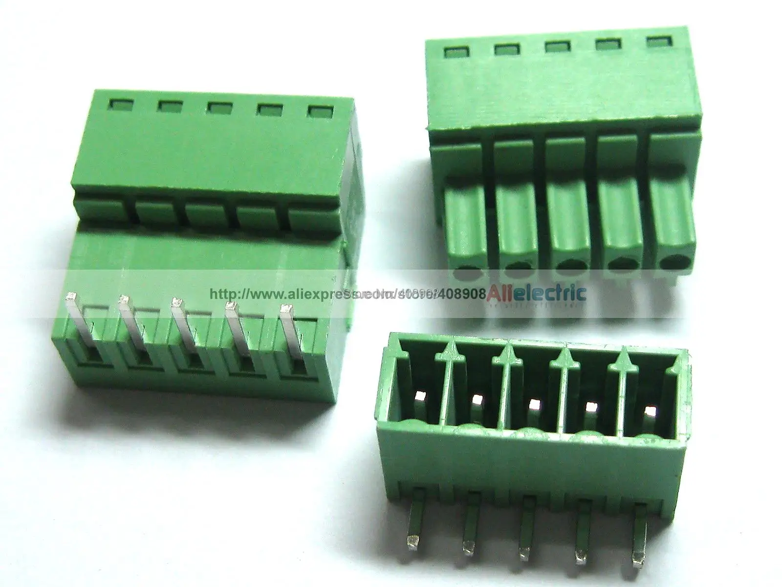 100 Pcs Screw Terminal Block Connector 3.5mm Angle 5 Pin Green Pluggable Type | Blocks