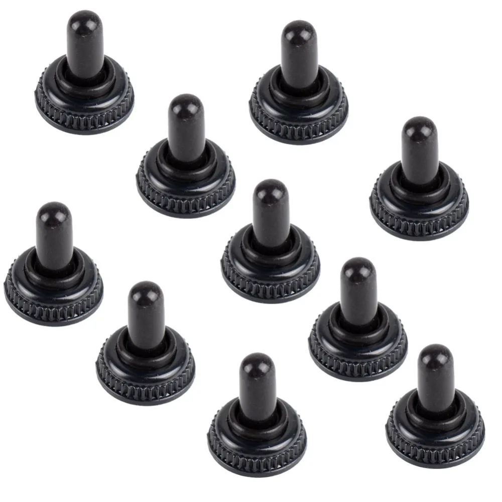 

High quality 10Pcs/lot 6mm Black Toggle Switch w Rubber Cover VE179 P