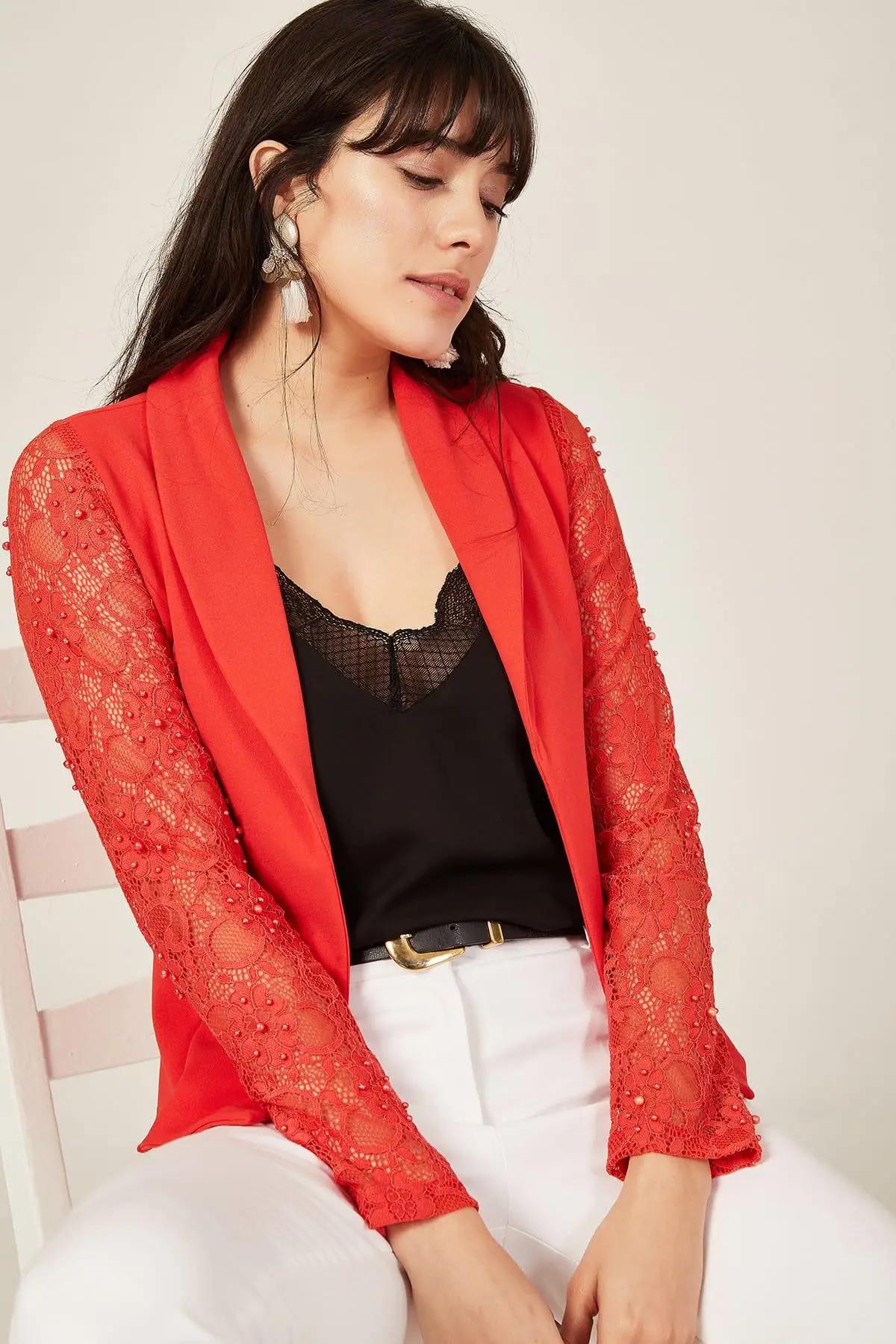 Lafaba Женская Коралловая куртка с рюшами 18Y016548 | Куртки