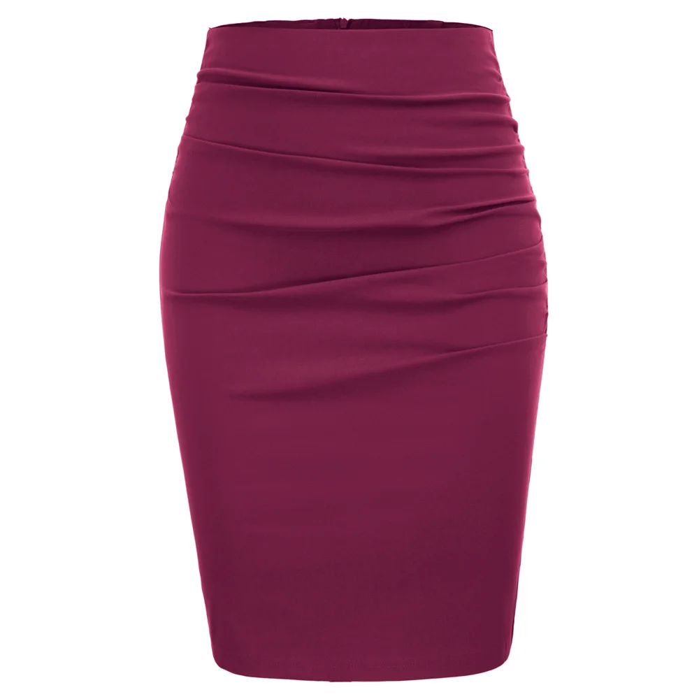 Юбка на молнии Повседневная Формальная Ruched Bodycon Карандаш удобное эластичное