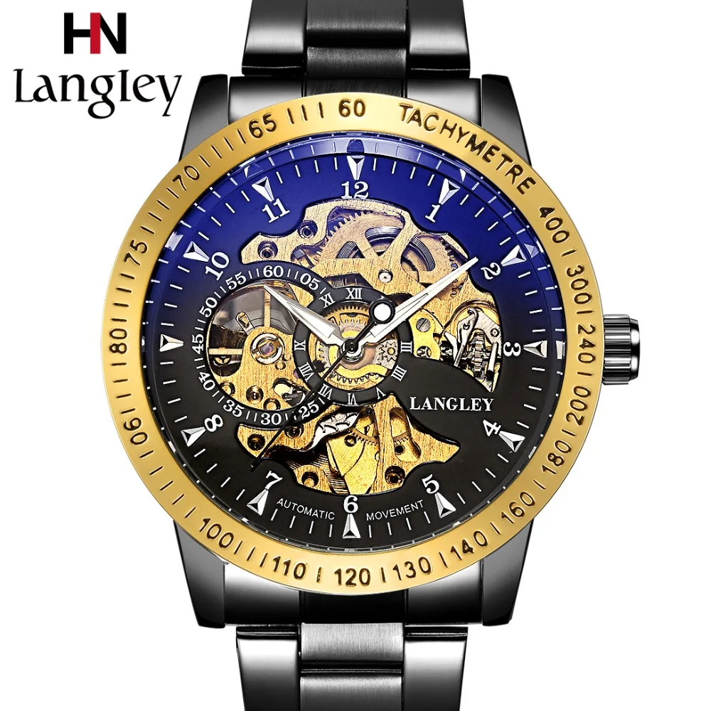 

Часы LANGLEY мужские, автоматические, механические, из нержавеющей стали