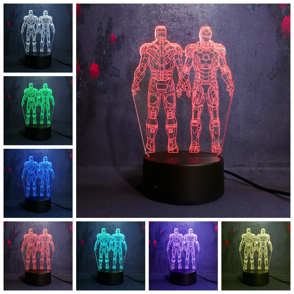 3D Marvel Movie Super Hero Железный человек ночник 7 цветов мечта изменение мальчик игрушка