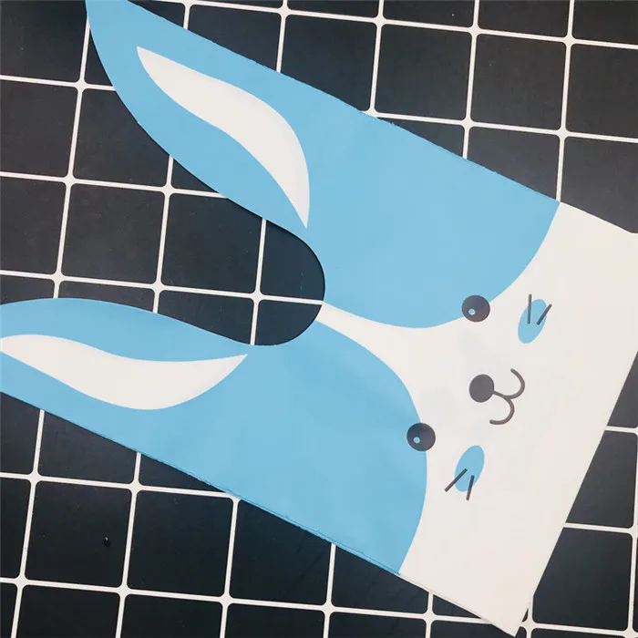 Blue Smail Cat Kawaii Пасхальный кролик печенье мешок 100 шт./упак. Свадебные украшения в форме милых заячьих ушек; Пластик конфетная Подарочная сумка Упаковочные пакеты для вечерние - Цвет: Blue Smail Cat
