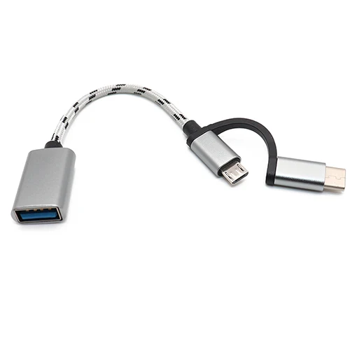 B 2 в 1 USB 3,0 OTG Кабель-адаптер для samsung с нейлоновой оплеткой Micro usb type C адаптер синхронизации данных для huawei для MacBook type-C OTG - Цвет: B