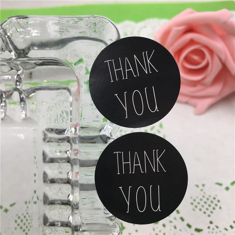 Наклейка круглая из серии Thank You разных стилей диаметр 3 см самоклеящаяся