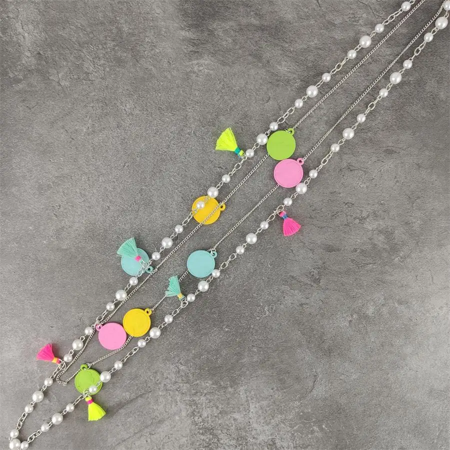 Роскошный дизайн имитация жемчуга длинное ожерелье Женская цветная