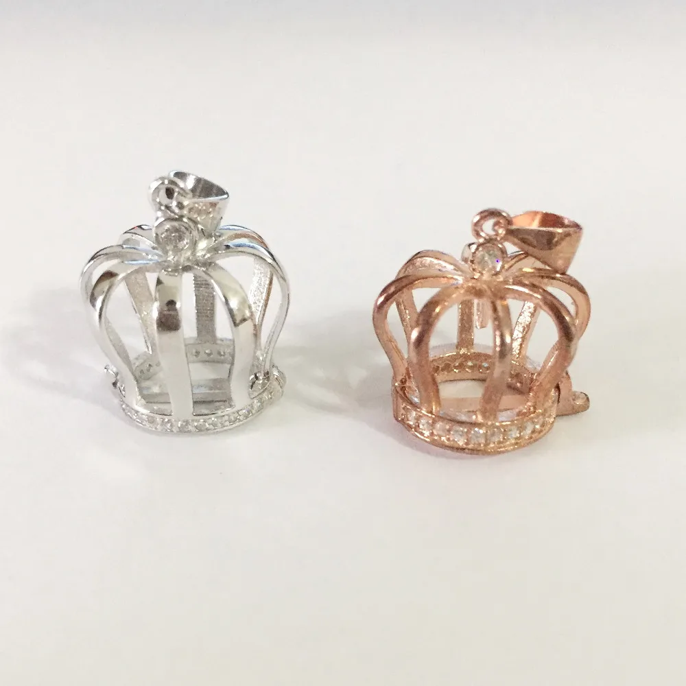 Кулон Корона из серебра 925 пробы с фианитом подвеска в виде клетки