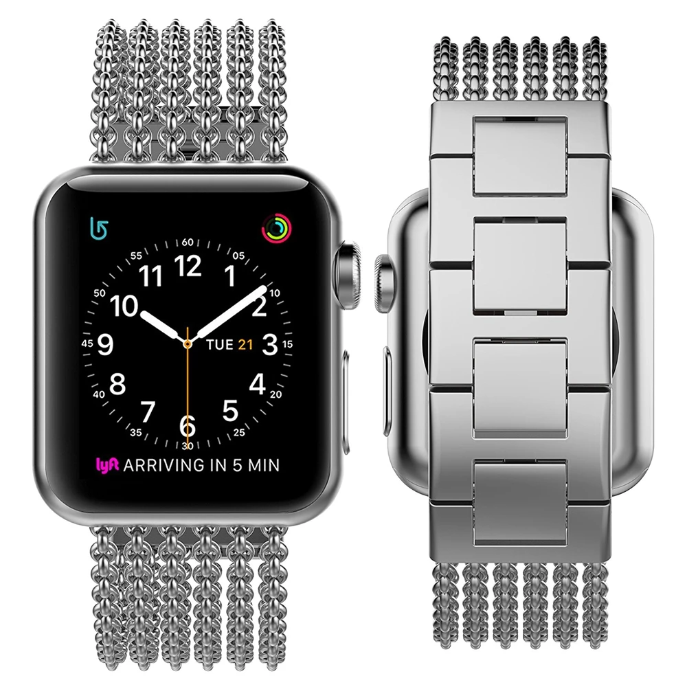 Wearlizer для Apple Watch ремешок 38 мм iWatch сетчатая петля Миланский ремешок из нержавеющей стали замена Широкие ремешки для Apple Watch