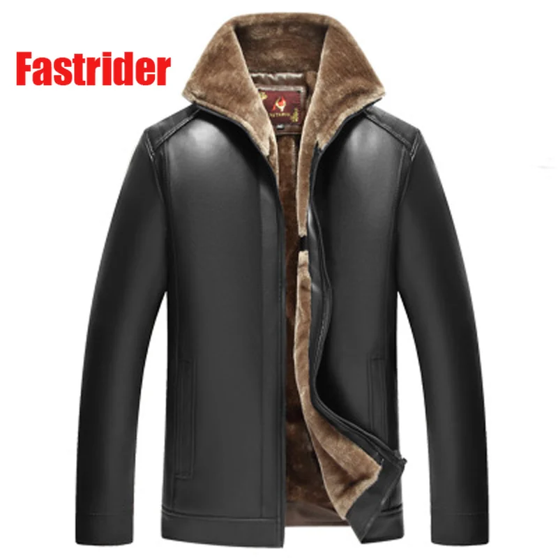 Новинка Зима 2018 модное кожаное мотоциклетное меховое пальто для мужчин среднего
