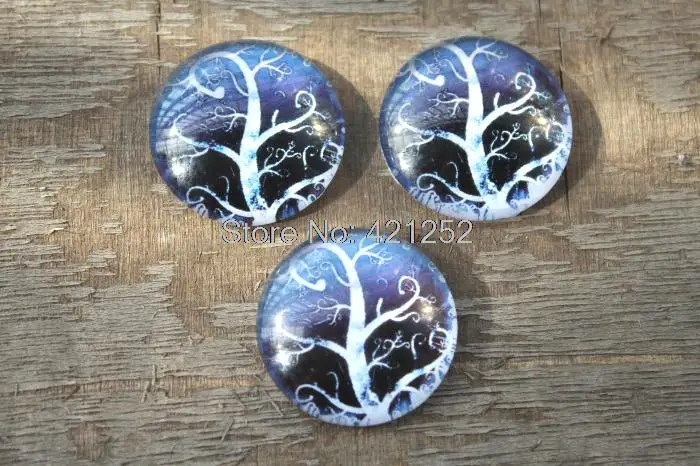 Стеклянные кабошоны ручной работы с изображением дерева жизни 3 шт. 25 мм