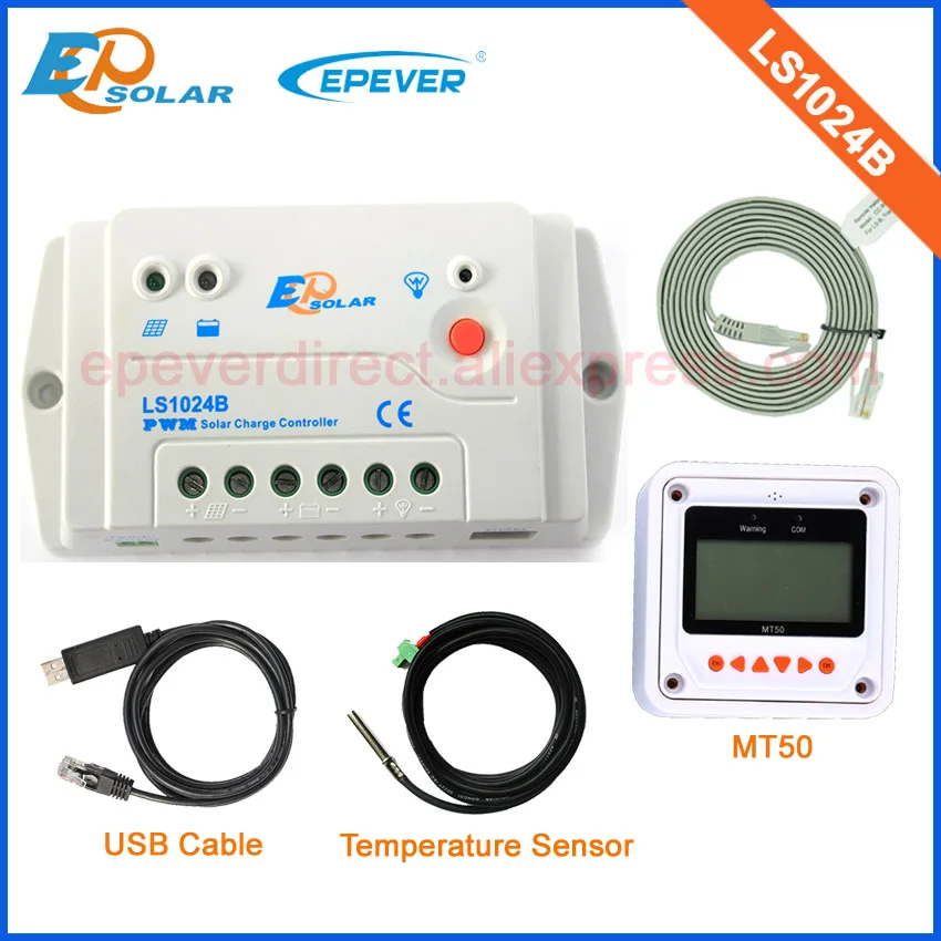 

Battery Charger Controller EPEVER New PWM system solar regulator EPsolar USB cable&Temp sensor LS1024B 10A 10amps+MT50