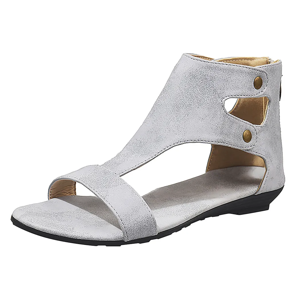 Сандалии SAGACE женские с открытым носком однотонные римские босоножки на плоской