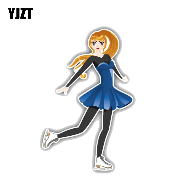 YJZT 8 1 см * 12 7 мультфильм Фигурное катание девушка ПВХ Высокое качество стикер