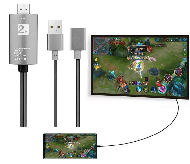 2 м 1080P 2 в 1 USB к HDMI HD ТВ кабель конвертер мобильный телефон к HDMI ТВ Кабель-адаптер для iPhone iPad IOS 8,0 Android телефон