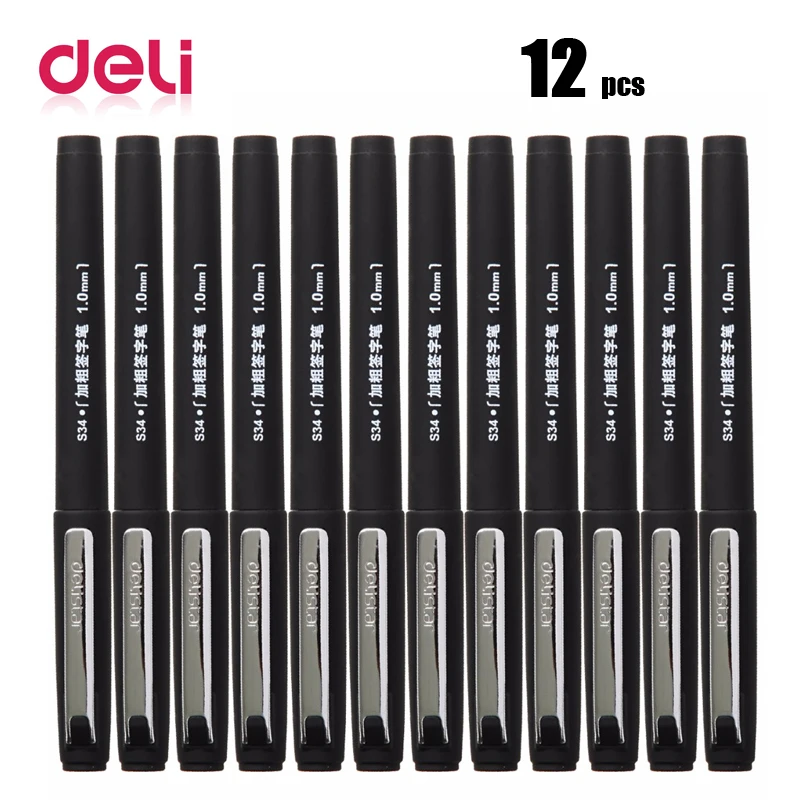 Deli 12 шт. 1 0 мм углеродная гелевая ручка большой емкости деловые принадлежности