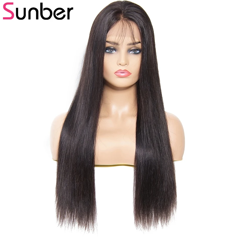 Бразильский прямой парик Sunber на сетке спереди кожа плавится Remy человеческие