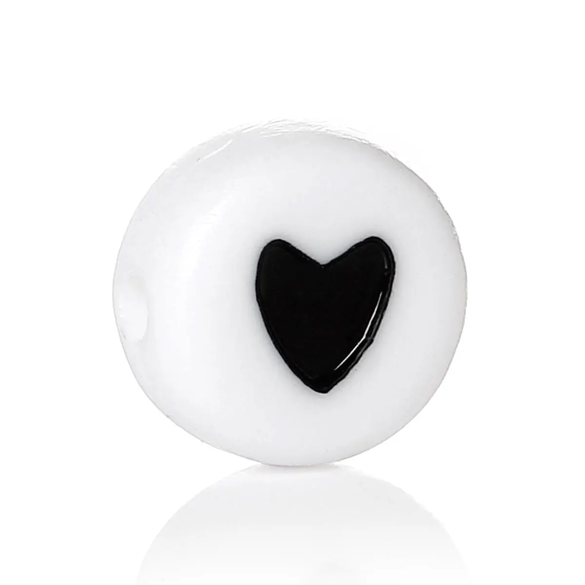 DoreenBeads акриловые круглые шарики с черным сердечком сделай сам подарки для