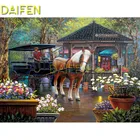 Алмазная мозаика сделай сам, объемная вышивка с квадратными стразами, в виде кареты, лошади, цветка, павильона, полноформатная круглая картина из страз, вышивка крестиком