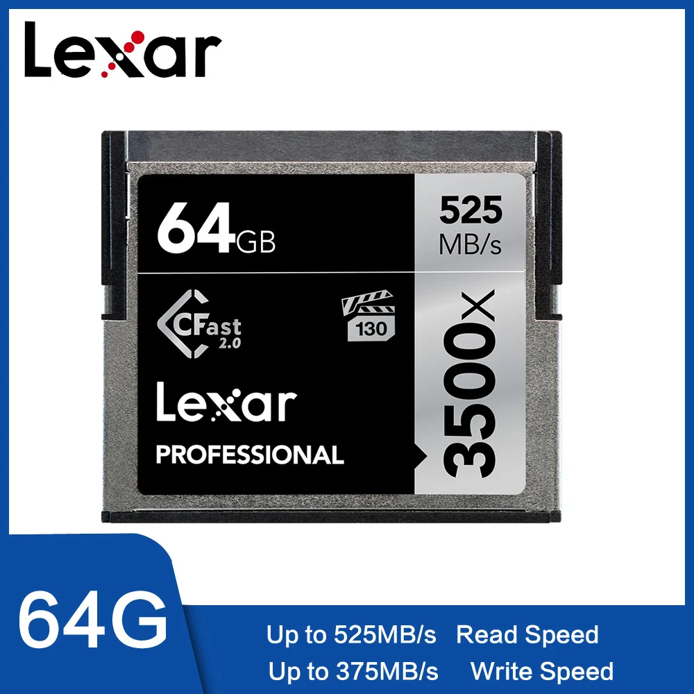 Оригинальная CF карта Lexar 525 3500x64 ГБ 128 256 512 4K высокоскоростная памяти Cfast2.0 для SLR