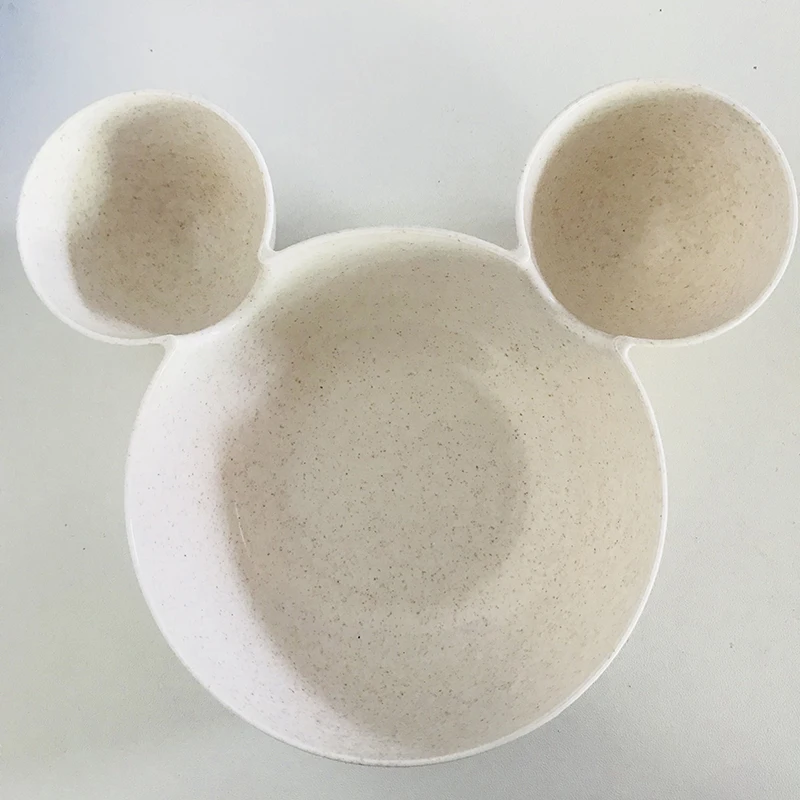 Beige single bowl Детские тарелки из пшеничной соломы, детская тренировочная миска с милым медведем, набор детской посуды, детская посуда, Опп Упаковка - Цвет: Beige single bowl