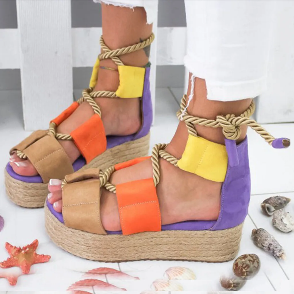 SAGACE/Модная женская обувь на плоской подошве Летние босоножки танкетке Пляжная