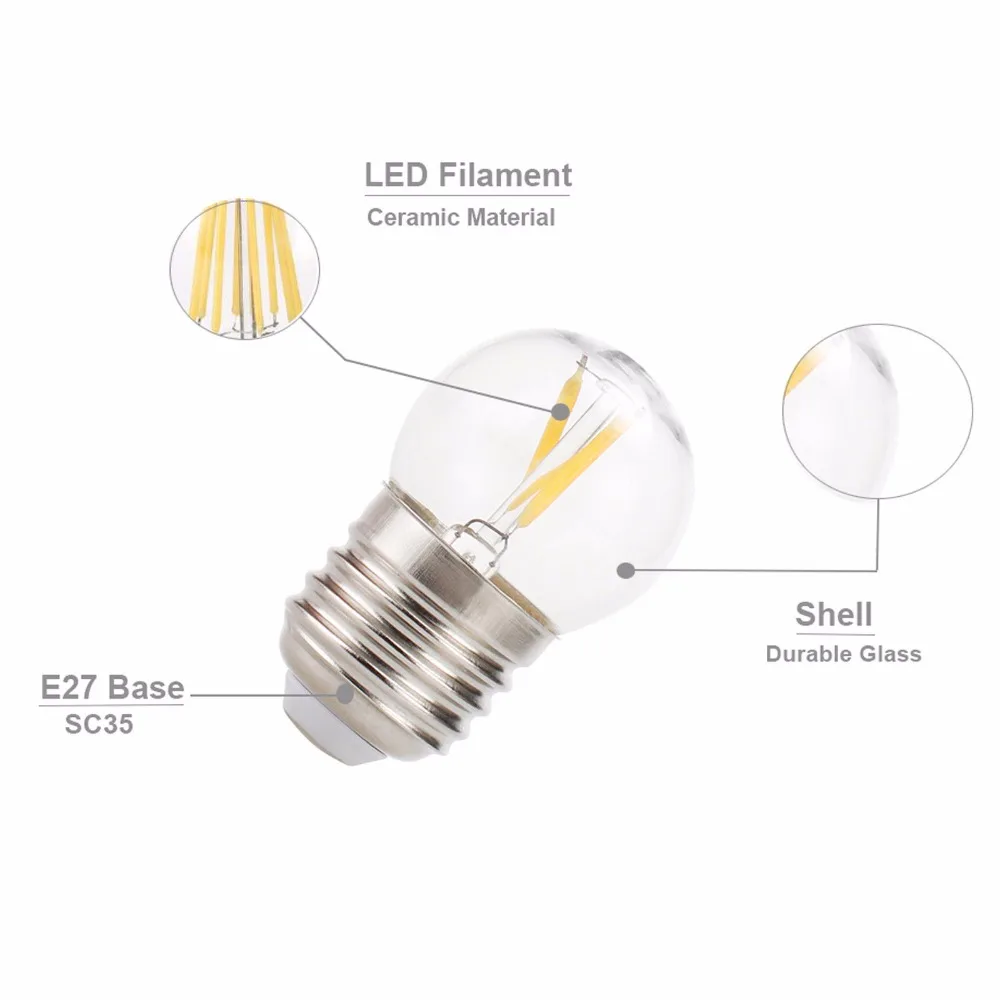 Винтаж светодиодный Эдисон лампы E27 типа Свеча) 2 Вт 4 COB лампа накаливания