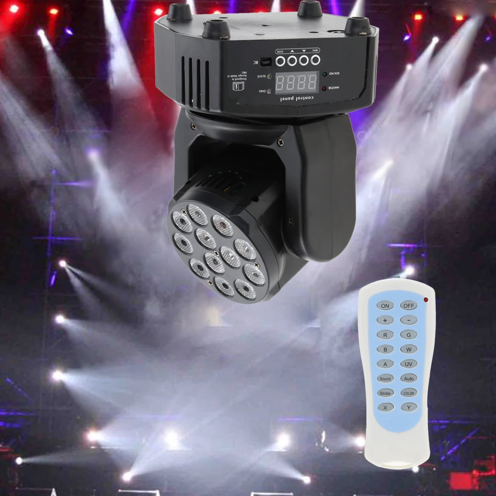 DMX512 Дискотека KTV Клубные вечерние мини 12 светодиодов 40 Вт RGBW мыть с вращающейся подвижной головкой сценический светильник 7/13 каналов с Reomote управлением