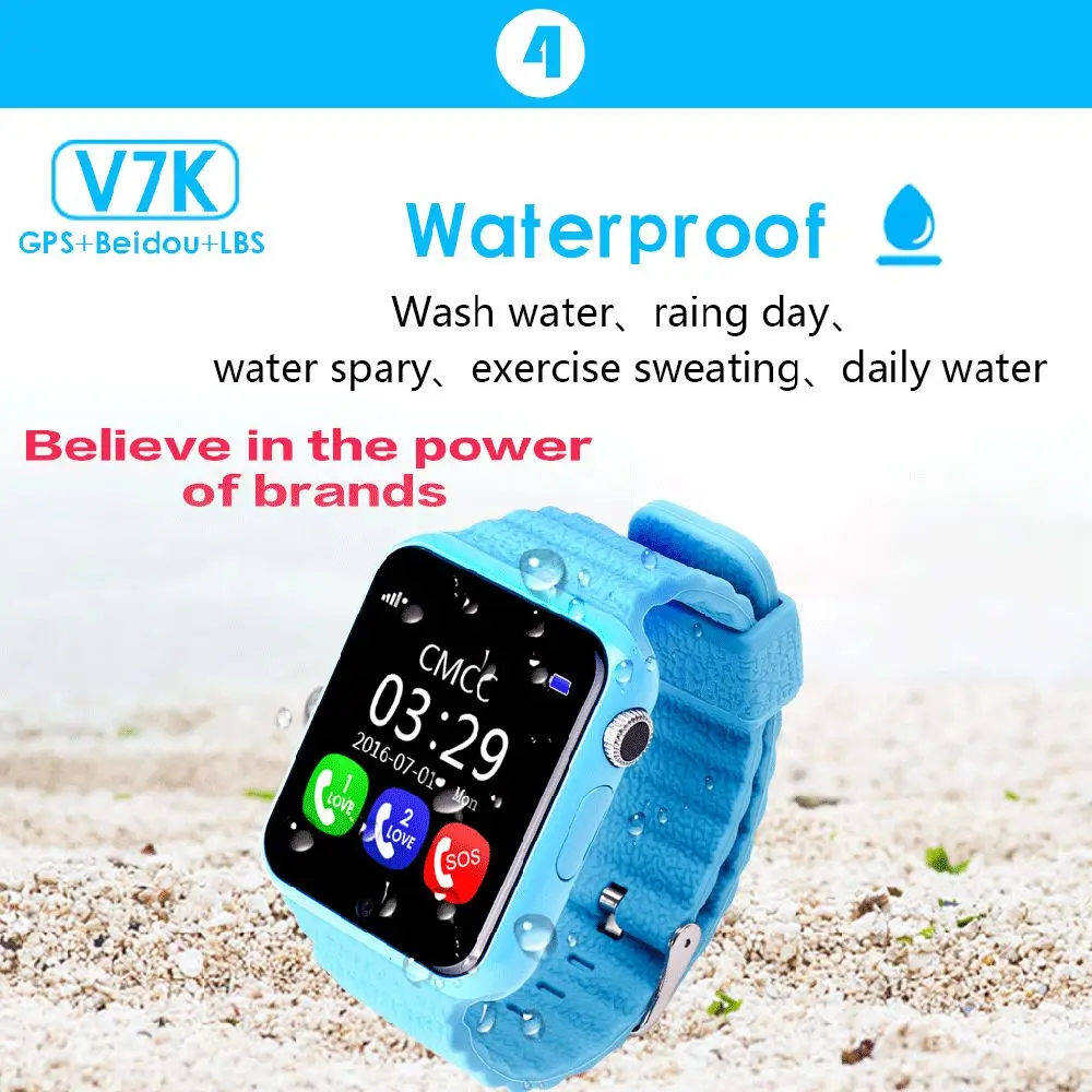 Детская GPS Bluetooth Smart часы V7K безопасности анти потерянный трекер Facebook