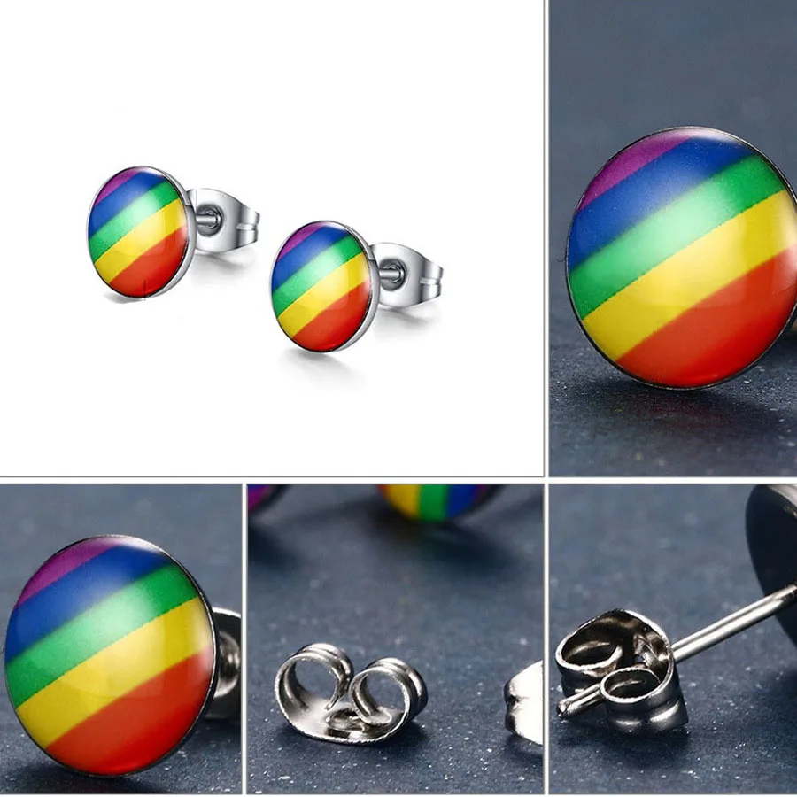 Серьги гвоздики разноцветные эмалированные в Корейском стиле