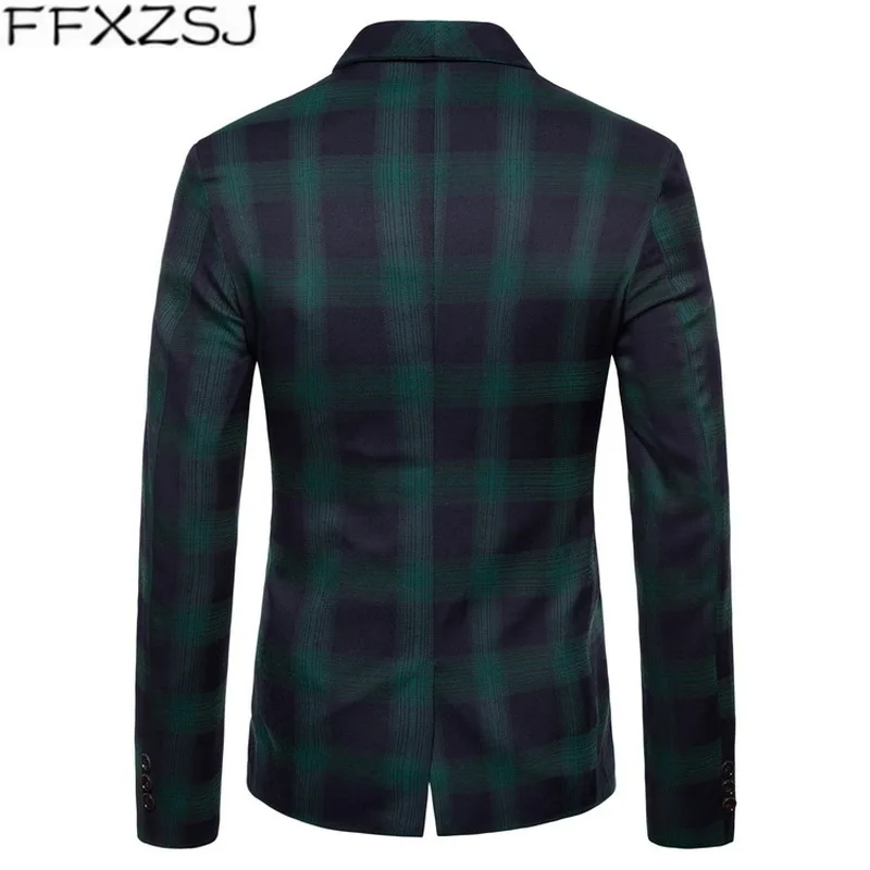 FFXZSJ New Arrival Hot Sale Business Mens Blazer Casual Blazers Men Lattice Formal Jacket Double-Breasted Dress Suit Jackets | Мужская