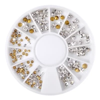 1 box clear rhinestone nail art decorations wheel crystal sharp bottom mix sized glitter diy manicure nail jewelry accessories