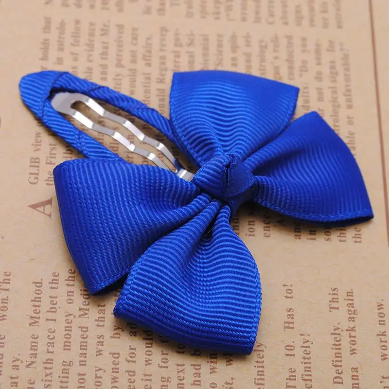 Royal blue Hairclips 2 шт./лот сплошная корсажная лента банты для маленьких девочек заколки для волос Детские аксессуары разные цвета - Цвет: Royal blue Hairclips
