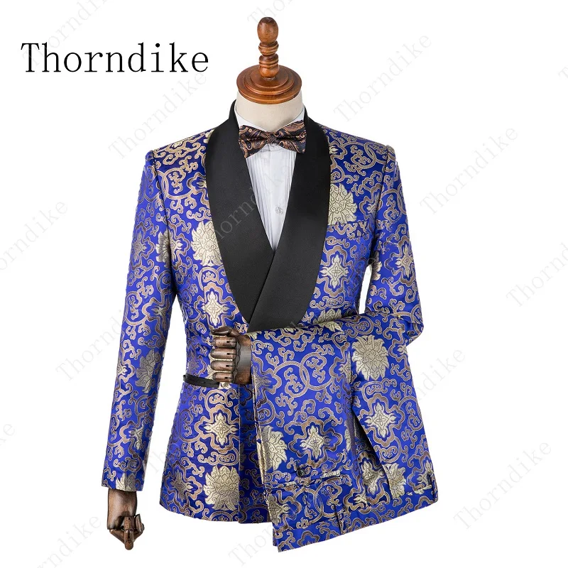 2 шт. мужской облегающий блейзер с цветочным принтом|Костюмы| |