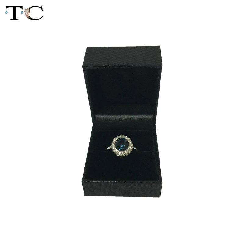 Коробка для колец из черной искусственной кожи Высококачественная коробка