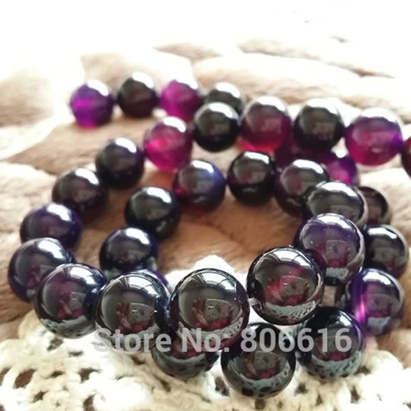 

10MM 76pcs/2Strands 100% Natural Dark Purple Jewellery Chalcedony Semi-precious Stone Jewelry Beads