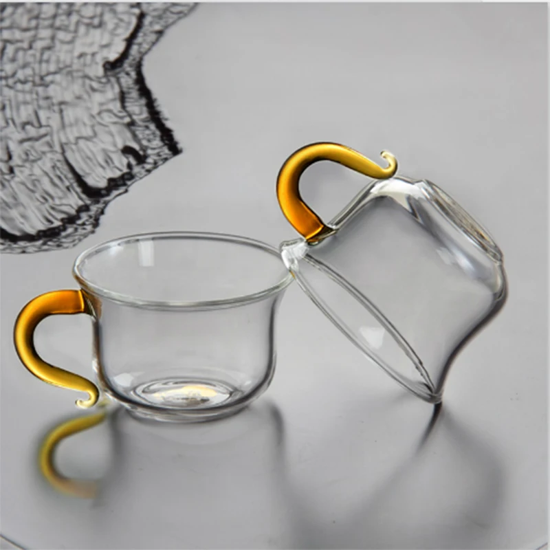 4 шт. креативные чайные чашки кунг фу термостойкие толстые стеклянные сервизы