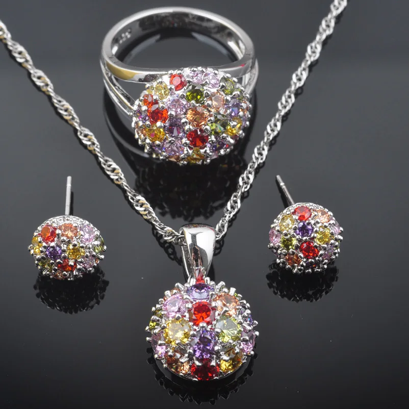 Новинка 2021 модные разноцветные циркониевые Женские Ювелирные наборы