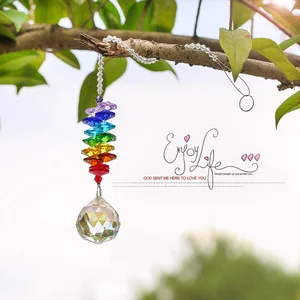 hd chakra crystal suncatcher chandelier crystal ball prisms pendant rainbow maker window hanging ornament home wedding decor free global shipping