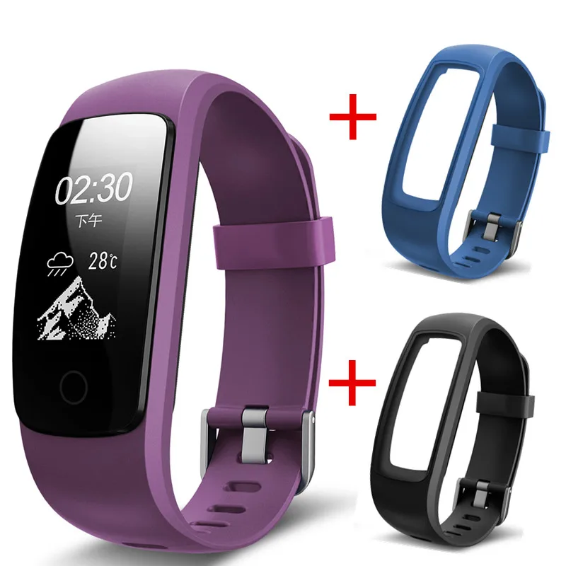 EnohpLX ID107 Plus HR Bluetooth умный Браслет монитор сердечного ритма Мульти спортивный кардио фитнес-трекер для дыхания - Цвет: purple