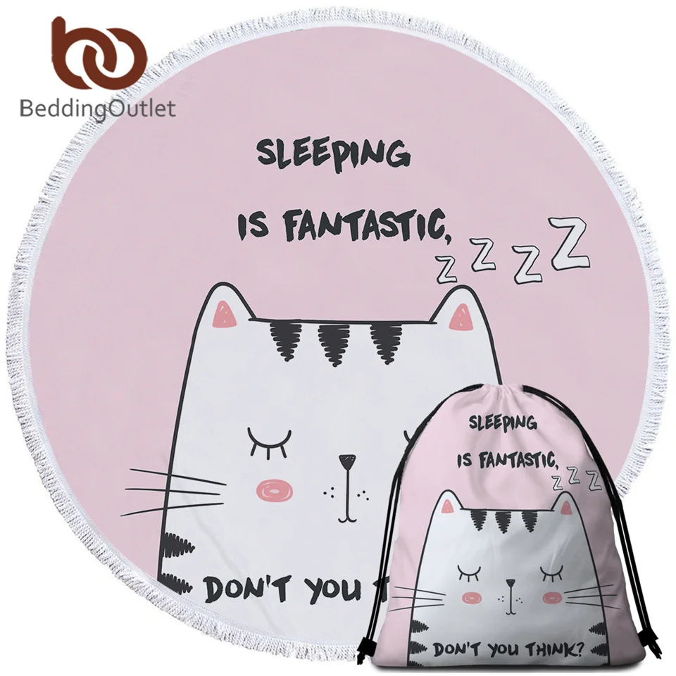BeddingOutlet пляжное полотенце с милыми кошками круглое банное мультяшными животными