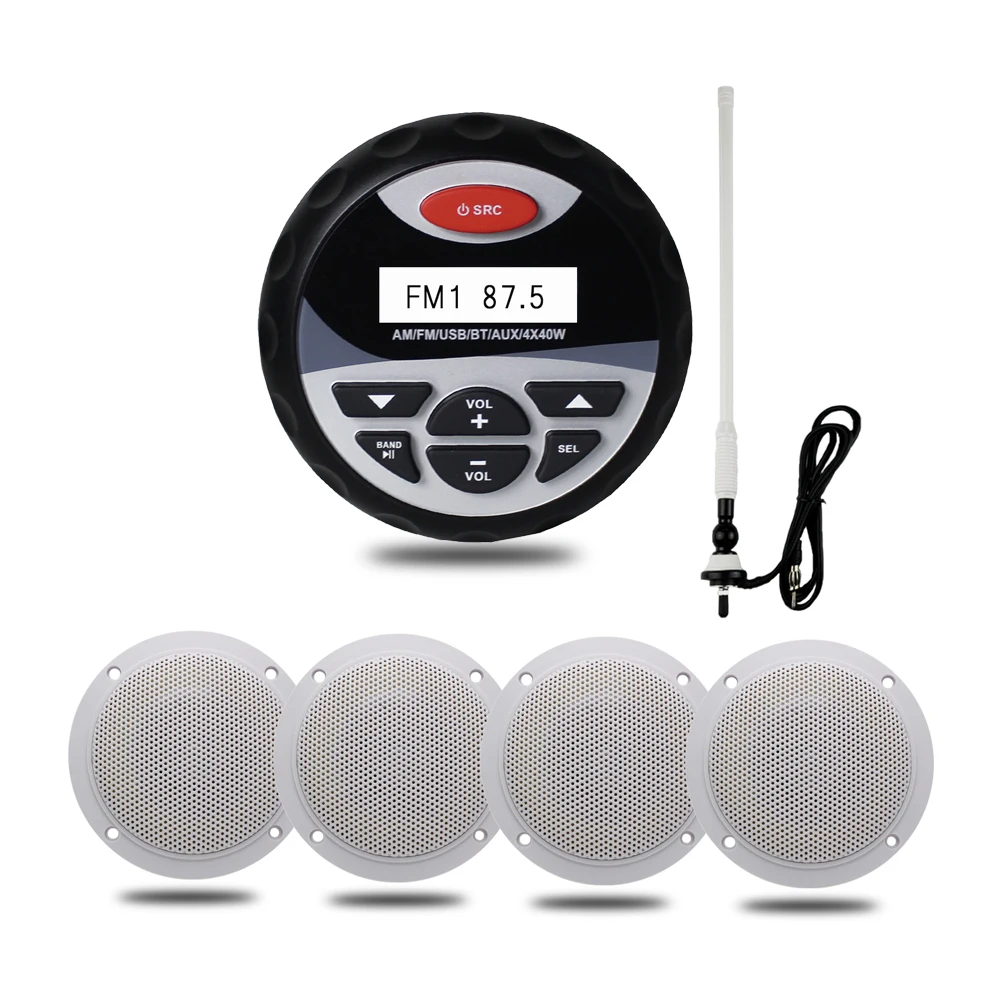 Морской Стерео Лодка аудио Bluetooth Радио FM AM USB MP3 плеер для мотоцикла Авто ATV UTV 4