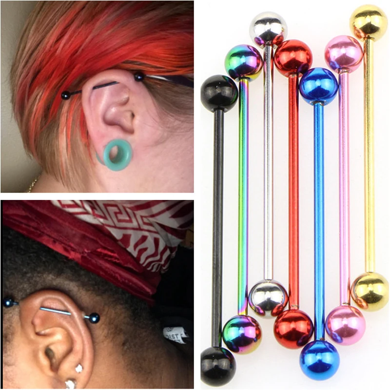 

1PC Black Industrial Barbell Piercing Spiral Earring Jewelry Ear Piercing Tragus Bar Helix Ear Plug Stretcher Body Piercing