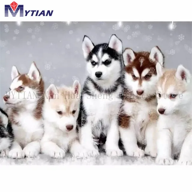 Алмазная вышивка Huskies для щенков собак зимних снежных 5d алмазных картин