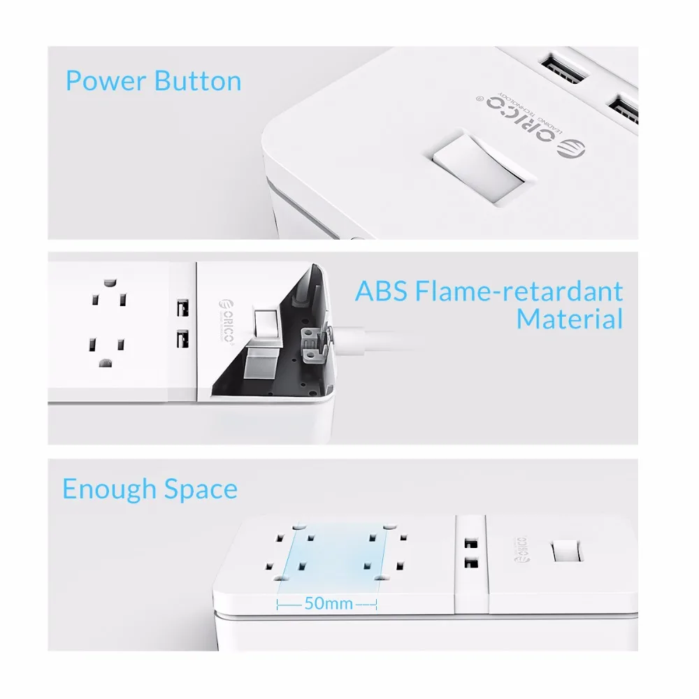 ORICO USB силовая полоса розетка 4 розетки переменного тока 2 usb порта для зарядки