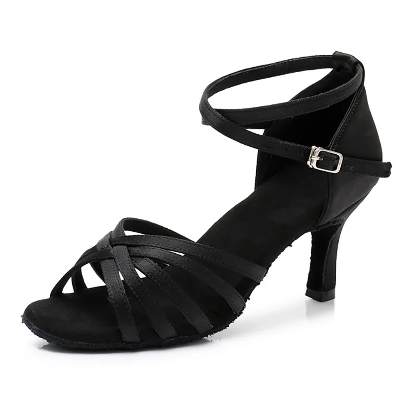USHINE Silk Satin Women's Professional Latin Dance Shoes Satin Salsa Ballroom Wedding Dancing Shoes