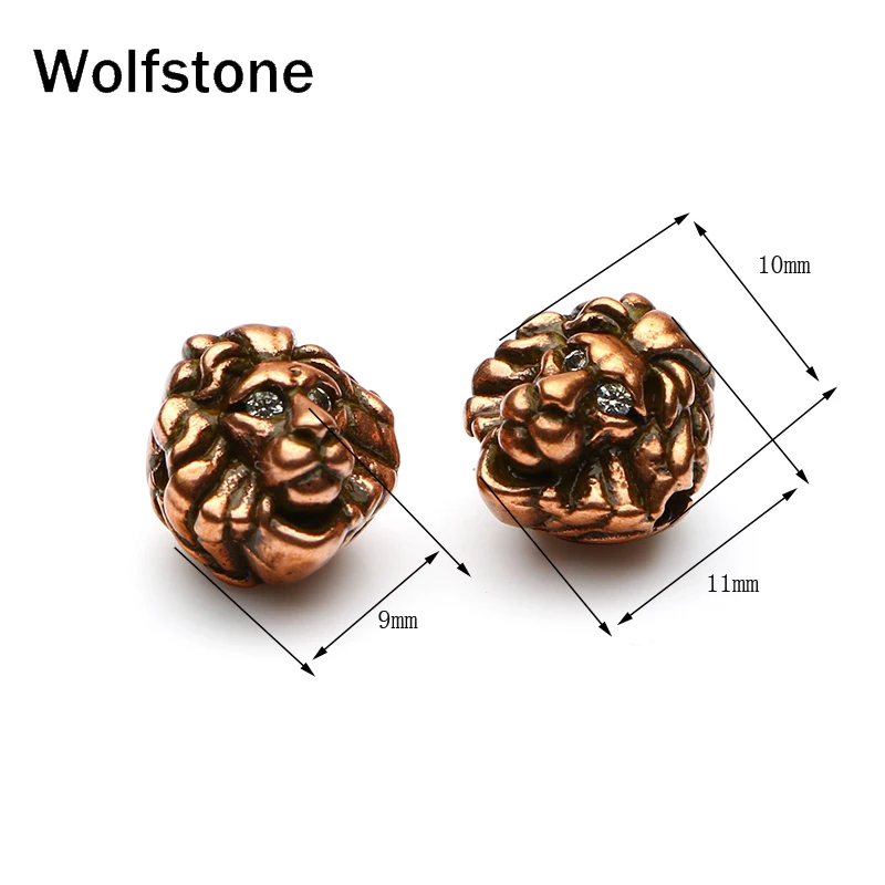 Wolfstone металла Талисманы Античная Щепка Тибетский голова льва Spacer Бусины с