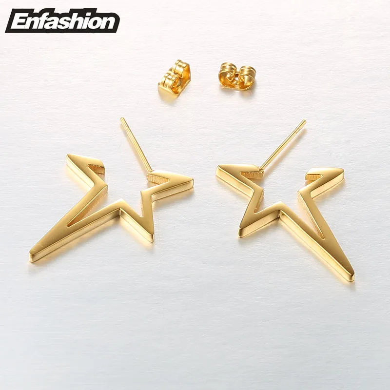 Enfashion Star серьги панковские серьги-гвоздики из розового серьги золотистого цвета Нержавеющая сталь серьги для Для женщин ювелирное изделие, опт
