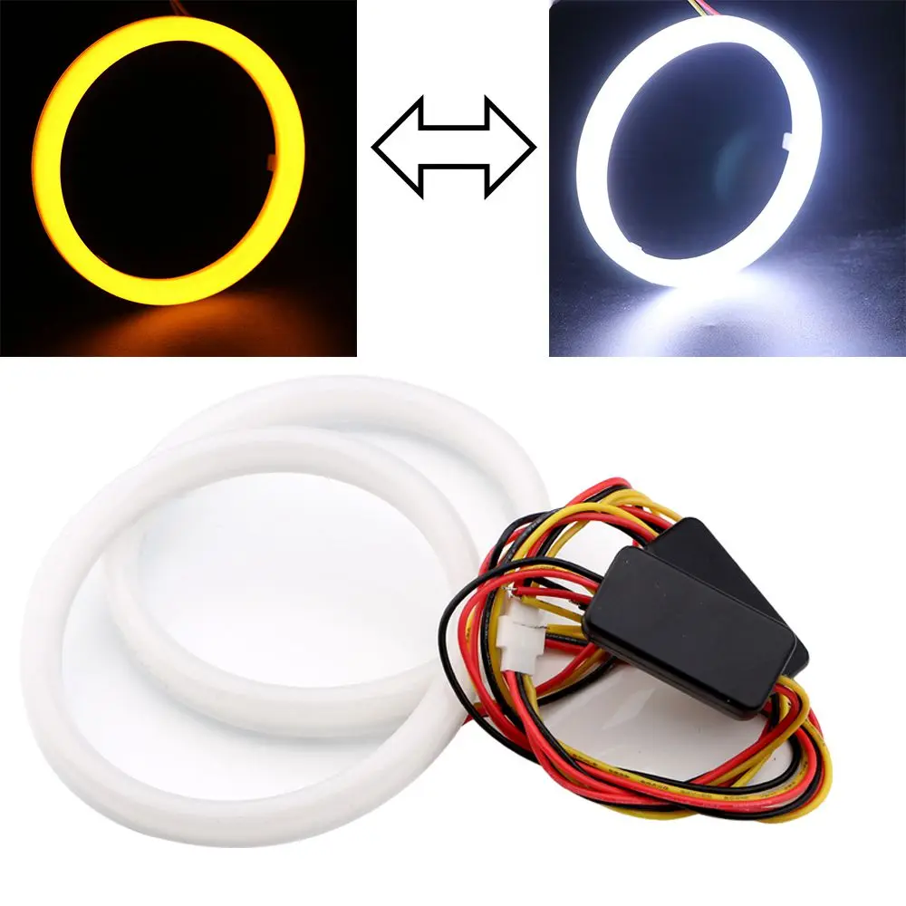 2 пары (4 шт.) 95 мм белый желтый Ангельские глазки Halo Кольцо 4014 чип 132 SMD светодиодный