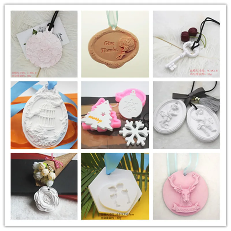 

Aromatic Plaster Clay Molds Handmade Gypsum Craft Pendant Silicone Mold Car Hanging Ornament Handicraft Gift Mould