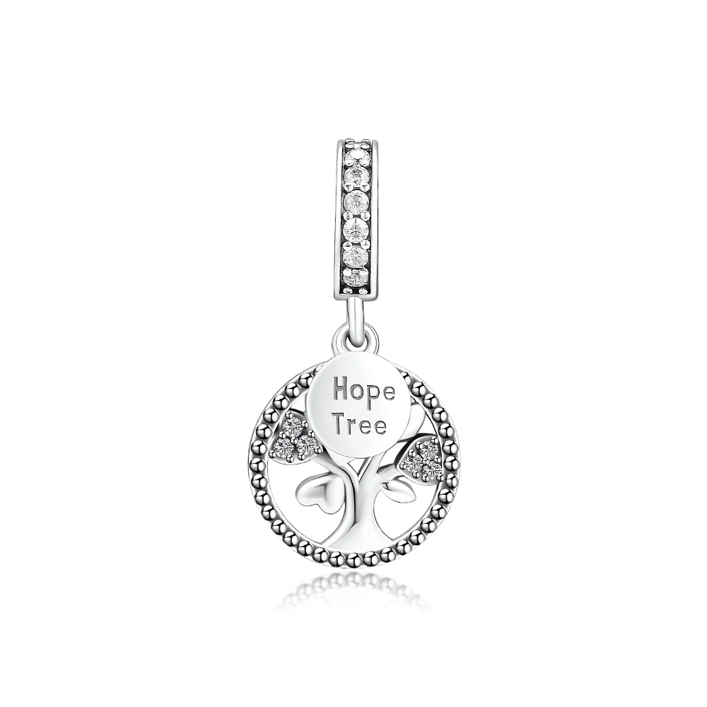 Амулеты подходят для браслетов Pandora Hope Tree Bead 100% 925 оригинальные ювелирные изделия